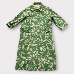 Vintage 50s/60s Green & Off White Floral Coat